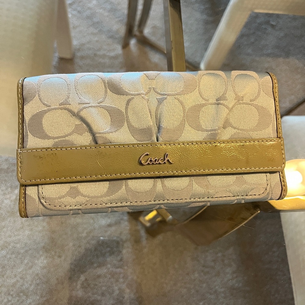 Coach Silver Soho Pleated Lurex Wallet